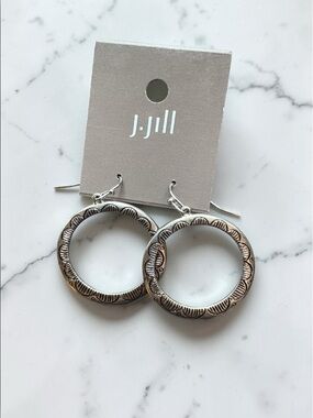 J. Jill Silver Hoop Earrings with Intricate Design